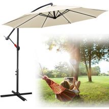 Parasol 300 cm Parasol de plage Parasol de marché Parasol de jardin Parasol de terrasse Rond UV30+, Beige