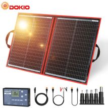 Dokio - 100W 18V Faltbar Tragbar Solarmodule Monokristalline mit Solarregler(Lcd-Anzeige + 2 Usb-Ausgang) FüR 12v Batterie