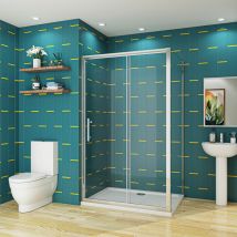 Sky Bathroom - Bathroom Sliding Shower Door Enclosure Cubicle 1000x1900mm 8mm nano Glass + 1000x900mm Tray Waste Tree