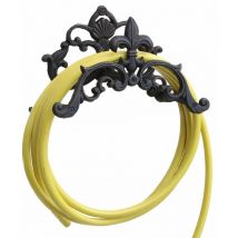 Spetebo - Gusseisen Wandschlauchhalter Motiv 'Lilie' - 29 ́8 x 18 cm - Metall Garten Schlauch Wand Halterung