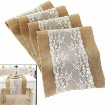 30x275cm Nappe rustique vintage Nappe en toile de jute blanche Nappe en toile de jute en dentelle Nappe en toile de jute Noël Hiver Décoration de