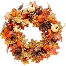 Mowze - 30/50 cm künstlicher herbstkranz, rosenkranz für Haustür Ahornblatt Türkranz mit Kürbis Beere Klingel for Halloween the Erntedankfest Innen