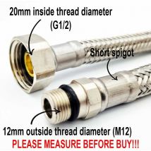 30cm Longue M12 x 1/2' Souple Connecteur Robinet Tuyau Conduite D'eau