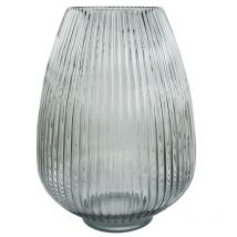 Leaf - 30cm Smoke Grey Ridged Glass Vase