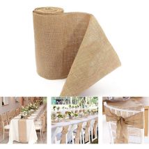 30CM x 10M Ruban de nappe en toile de Jute, décor rétro, bandes de toile de Jute artisanales pour drapeau de Table
