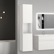 Aica Sanitaire - 30(L)x30 x131.5(H)cm meuble salle de bain blanc meuble colonne salle de bain à suspendre
