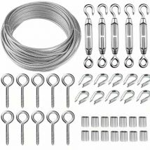 Lablanc - Kit de corde de Suspension en fil d'acier inoxydable de 30M 2mm-avec tendeur de câble M5 et crochet-pour l'escalade, clôture de jardin,
