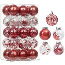 Freosen - 30Pcs Boules de Noël 6cm Décoration Arbre Noël Boule de Noël en Plastique Ornement Suspension Décorative Scintillante pour Noël