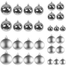 30tlg. Weihnachtskugeln silber ø 4/5/6/7cm-DYW99830-Silber