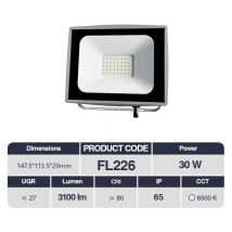 30W Kosoom led Faretto da esterno 147.5x113.5x29mm FL226X10PC、Impermeabile IP65、3100lm