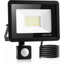 Forehill - 30W Led Projecteur Exterieur Detecteur,Ip66 imperméable luminaire Exterieur Detecteur,Lumière blanche froide,Largement Utilisé Dans Les