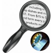 30x 60x Reading Magnifier, Rechargeable Lighted Magnifier with 33 LEDs, Dimmable Magnifying Glass for Seniors, Newspapers, Crafts, Exams, Books and
