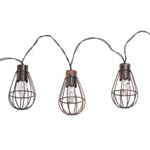 30x led guirlande lumineuse solaire lampe solaire d'extérieur décoration de jardin style rétro, métal rouille, led blanc chaud, l 200 cm