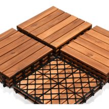 Holzfliesen Terrassenfliese Akazie 7m² 30x30cm Bodenbelag Balkonfliesen Drainage Garten Klickfliese Terrassenfliesen - Swanew