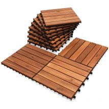 Holzfliesen Terrassenfliese Akazie 9m² 30x30cm Bodenbelag Balkonfliesen Drainage Garten Klickfliese Terrassenfliesen - Swanew