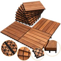 Holzfliesen Terrassenfliese Akazie 8m² 30x30cm Bodenbelag Balkonfliesen Drainage Garten Klickfliese Terrassenfliesen - Swanew