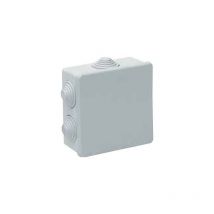 Quadratischer wasserdichter Anschlusskasten IP55 80x80x35mm mit 7 Konen und grauem Druckdeckel Solera 604