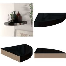 323889 Floating Corner Shelf High Gloss Black 25x25x3,8 cm MDF - Étagère Murale - Étagère D'angle - Étagère Flottante - Rangement Mural - Décoration