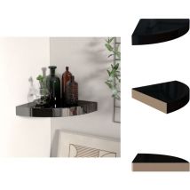 323889 Floating Corner Shelf High Gloss Black 25x25x3,8 cm mdf - Étagère Murale - Étagère D'angle - Étagère Flottante - Rangement Mural - Décoration