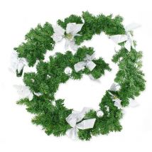 326592 Couronne de Noël sur branche d'arbre 2 Mt avec houx et ornements argentés