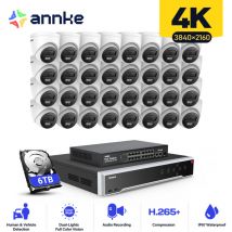 4K PoE Kit de Vidéosurveillance Exterieure 32CH nvr 32×Caméra Intelligente Double Lumière Vision Nocturne Alerte Email Détection de Mouvement Caméra