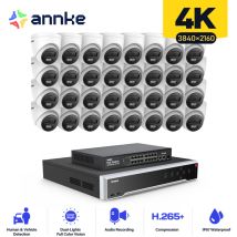 4K PoE Kit de Vidéosurveillance Exterieure 32CH nvr 32×Caméra Intelligente Double Lumière Vision Nocturne Alerte Email Détection de Mouvement Caméra