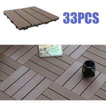 Dalles Extérieures de Jardin, Terrasse, Piscine, Balcon I avec Système de Clips I Dimensions : 30 x 30 cm par Dalle I Effet Bois I en Plastique