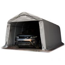 3,3x6m garage, abri Toolport pvc 800N, h. 2,1m, gris, avec statique (type de sol : sol dur)