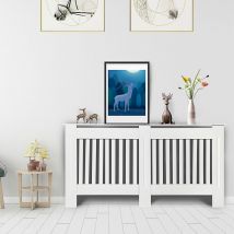 Briefness - Radiator Cover mdf Radiator Shelf, Heating Hide-Out Cover, Modern Cabinet Top, Vertical Slat, White Painted, for Living Room Bedroom