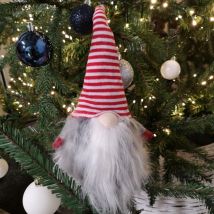 Festive - 34cm Gonk Cuddly Santa Indoor Christmas Plush Decoration in Striped Hat