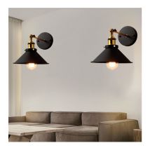 2Pcs Lámpara de Pared Industrial E27 Dormitorio Sala de Estar Cocina Aplique de Pared Iluminación Hogar Negro