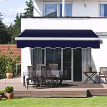 Greenbay - 3.5x2.5M Patio Retractable Manual Awning Garden Sun Shade Canopy Shelter Blue