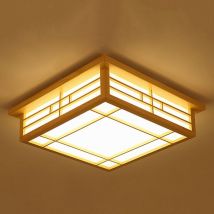 Senderpick - 35x35cm Lámpara de techo japonesa, luz led, lámpara japonesa de madera maciza para tatami, luz de salón para dormitorio, balcón.