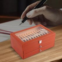 36 Boîte d'affichage pour stylos plume en cuir Boîte d'organisation pour collectionneurs avec fente de rangement