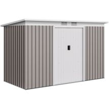 3,6 M² Gartenhaus/geräteschuppen Mit Verzinktem Stahlfundament, 280 X 130 X 172 Cm, Hellgrau