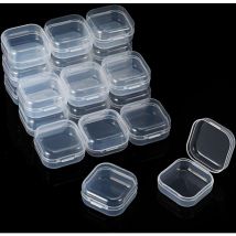 36 Pièces Rectangle Récipients en plastique transparent Boîte de perles transparente Boîte de rangement de bijoux avec couvercle à charnière pour