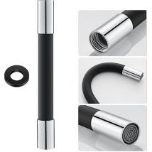 360° Bec de robinetterie 50 cm tube de rallonge avec joint, noir, bec de tête anti-éclaboussures, wc, balcon, salle de bain