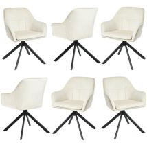 360° swivel dining chairs with ergonomic backrest, double extra-thick seat and sturdy metal base - Set of 6 - Cream White