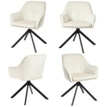 360° swivel dining chairs with ergonomic backrest, double extra-thick seat and sturdy metal base - Set of 4 - Cream White