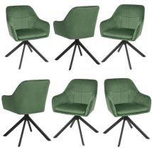 360° swivel dining chairs with ergonomic backrest, double extra-thick seat and sturdy metal base - Set of 6 - Green