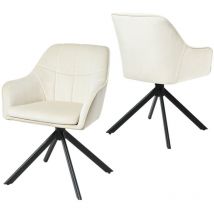 360° swivel dining chairs with ergonomic backrest, double extra-thick seat and sturdy metal base - Set of 2 - Cream White