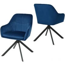 360° swivel dining chairs with ergonomic backrest, double extra-thick seat and sturdy metal base - Set of 2 - Blue