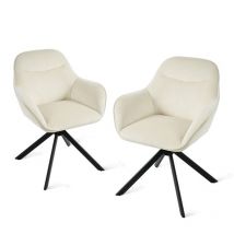 360° swivel dining chairs with ergonomic backrest, wide seat and sturdy metal base - Set of 2 - Cream White
