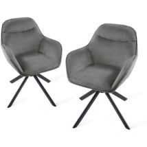 360° swivel dining chairs with ergonomic backrest, wide seat and sturdy metal base - Set of 2 - Dark Grey