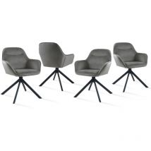 360° swivel dining chairs with ergonomic backrest, wide seat and sturdy metal base - Set of 4 - Dark Grey