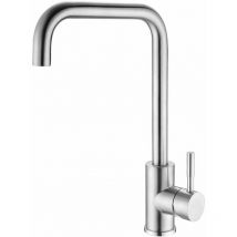 Dewdat - 360° Swivel Kitchen Faucet Brushed Stainless Steel Kitchen Mixer Tap High Spout Single Lever Kitchen Mixer Tap