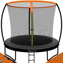 Trampoline de jardin Certifié tüv Rheinland gs jusqu'à 150 kg avec filet de sécurité échelle couverture de bord Orange / Anthracite - Kesser