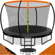 Trampoline de jardin Certifié tüv Rheinland gs jusqu'à 150 kg avec filet de sécurité échelle couverture de bord Orange / Anthracite - Kesser