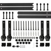 Yongqing - 3.66 m Rail de porte coulissante en acier Porte de grange noir pour la cuisine,Salle de bain