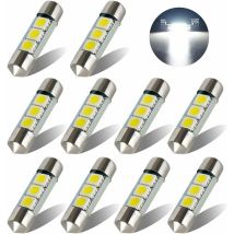 Keyoung - 36mm 5050 Led Ampoule De Voiture Plaque D'Immatriculation Lumière Intérieur Dôme Lampe Blanc,6000 K,starlight,10pcs